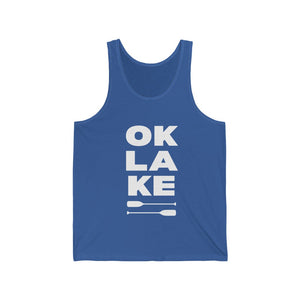 OK LAKE - Unisex Jersey Tank White Logo