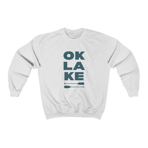 OK LAKE - Unisex Heavy Blend™ Crewneck Sweatshirt Blue Logo