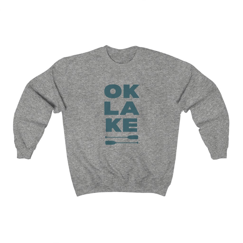 OK LAKE - Unisex Heavy Blend™ Crewneck Sweatshirt Blue Logo